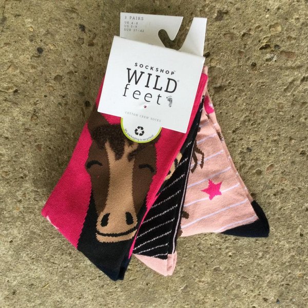 Wild Feet Short Socks - Horse Head - 3 pk